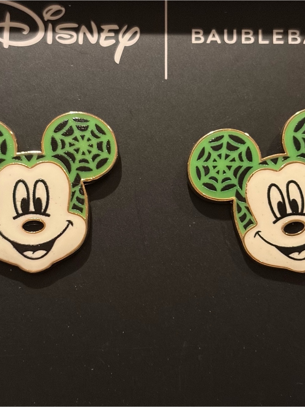 Disney BaubleBar Mickey Glow-In-The-Dark Web Ears Stud Earrings - Picture 2 of 3